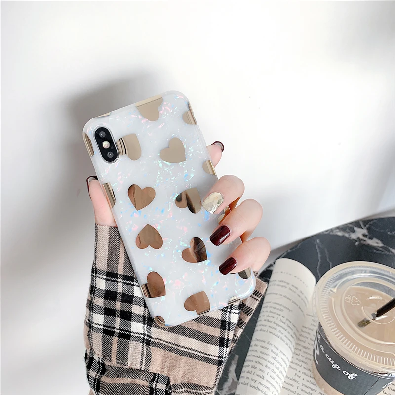 GlamPhoneCase Золотое любовное Сердце чехол для телефона iPhone XS Max XR X 8 plus 7 6 S/6 Plus с