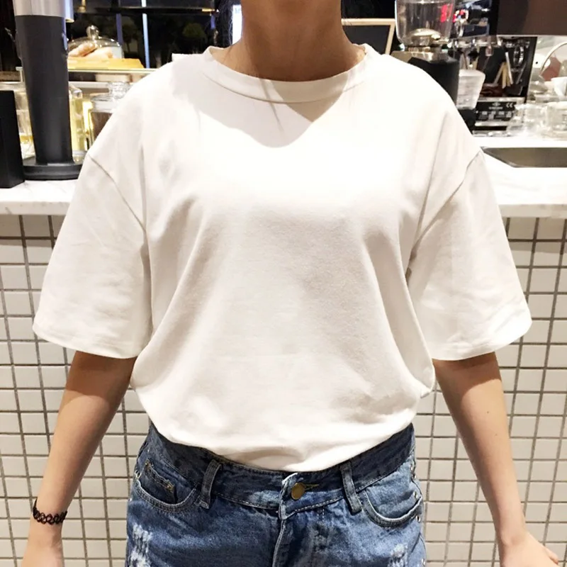 Летняя Повседневная Женская очень милая свободная хлопковая футболка с