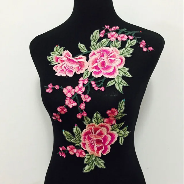 FFLACELL 2 шт. Горячие креативные 2017 розовые вышитые нашивки цветы аппликация на