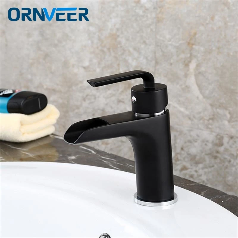 Смеситель для раковины черный латунный с одной ручкой|deck mounted|tap mixerbasin faucet |