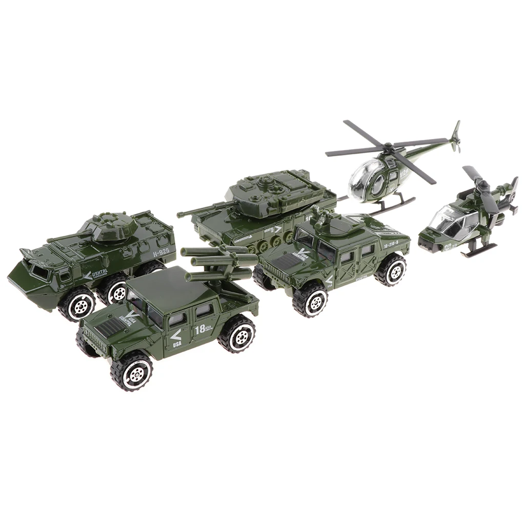 1/87 литые военные автомобили 6 в 1 Ассорти металлических армейских моделей