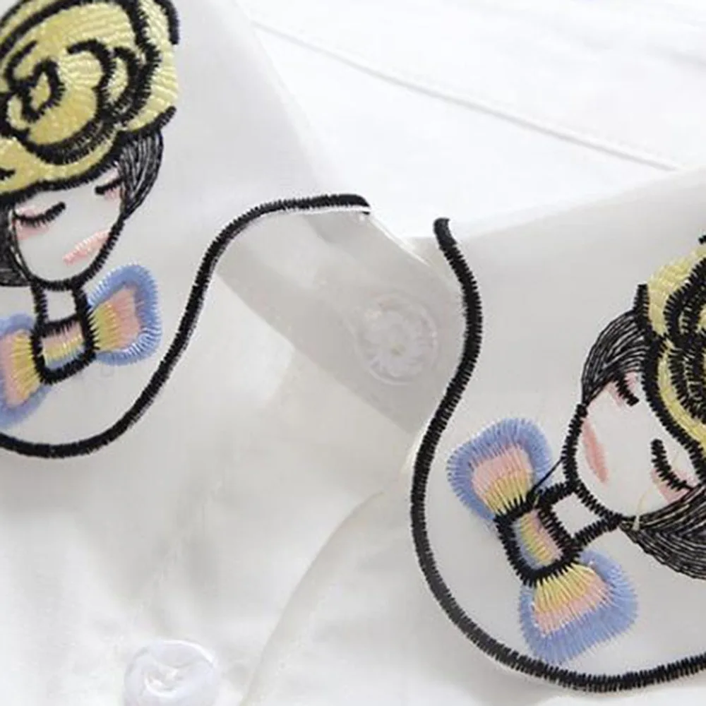 Мультяшные поддельные воротники для женщин вышивка Ложные съемные куртка с