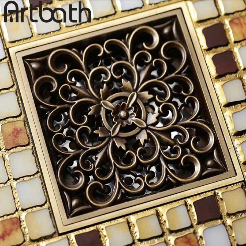 ARTBATH Бесплатная Доставка Золотой Площади Античная Латунь Трапных Ванная Комната