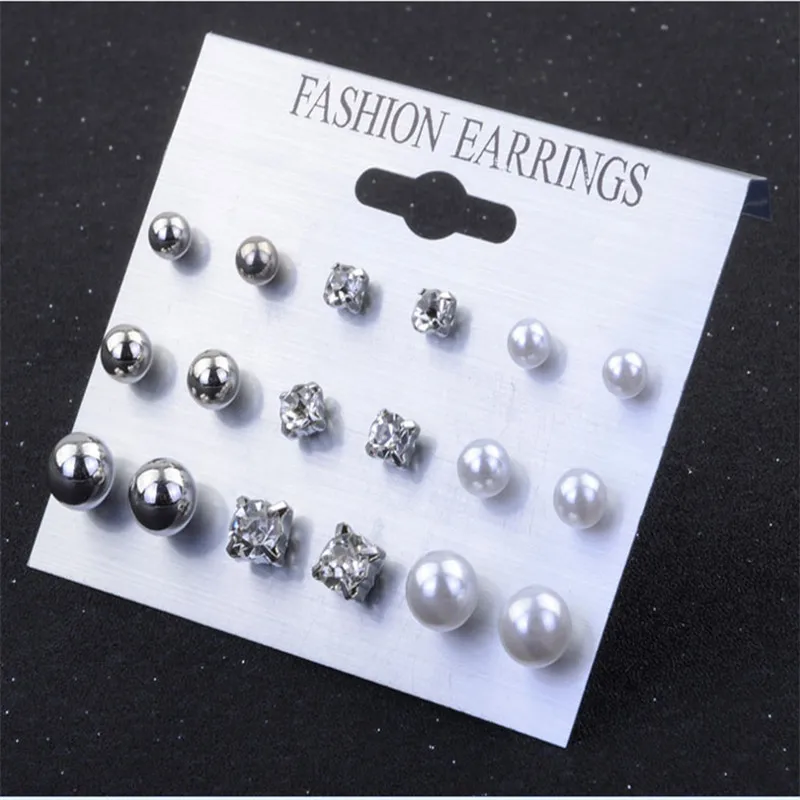 Бесплатная доставка модные женские ювелирные изделия 1 комплект/9 пар серег из