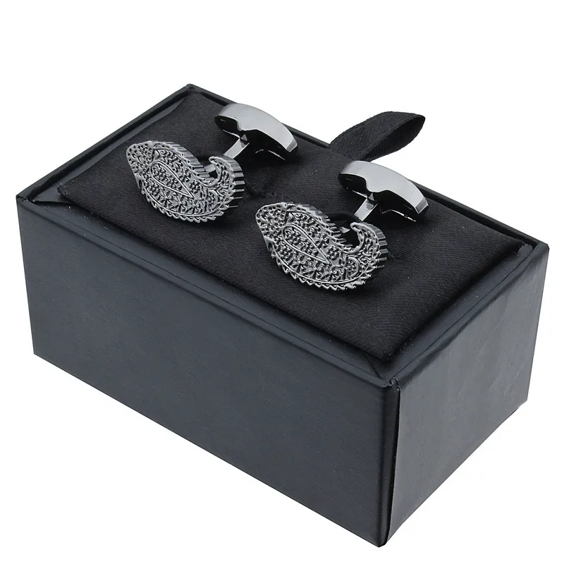 Стильные запонки HAWSON с узором пейсли металлические черного цвета распродажа