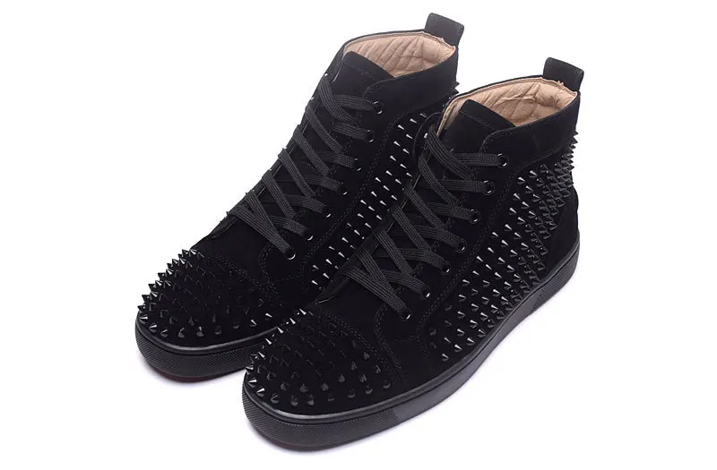 Chaussures Hommes 2017 Новая Мода Марка Мужская Обувь Черный Заклепки замши Flock