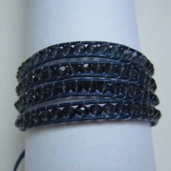 Бесплатная доставка! 4 мм графитовый Темно-Синий Кристалл бусины обернуть