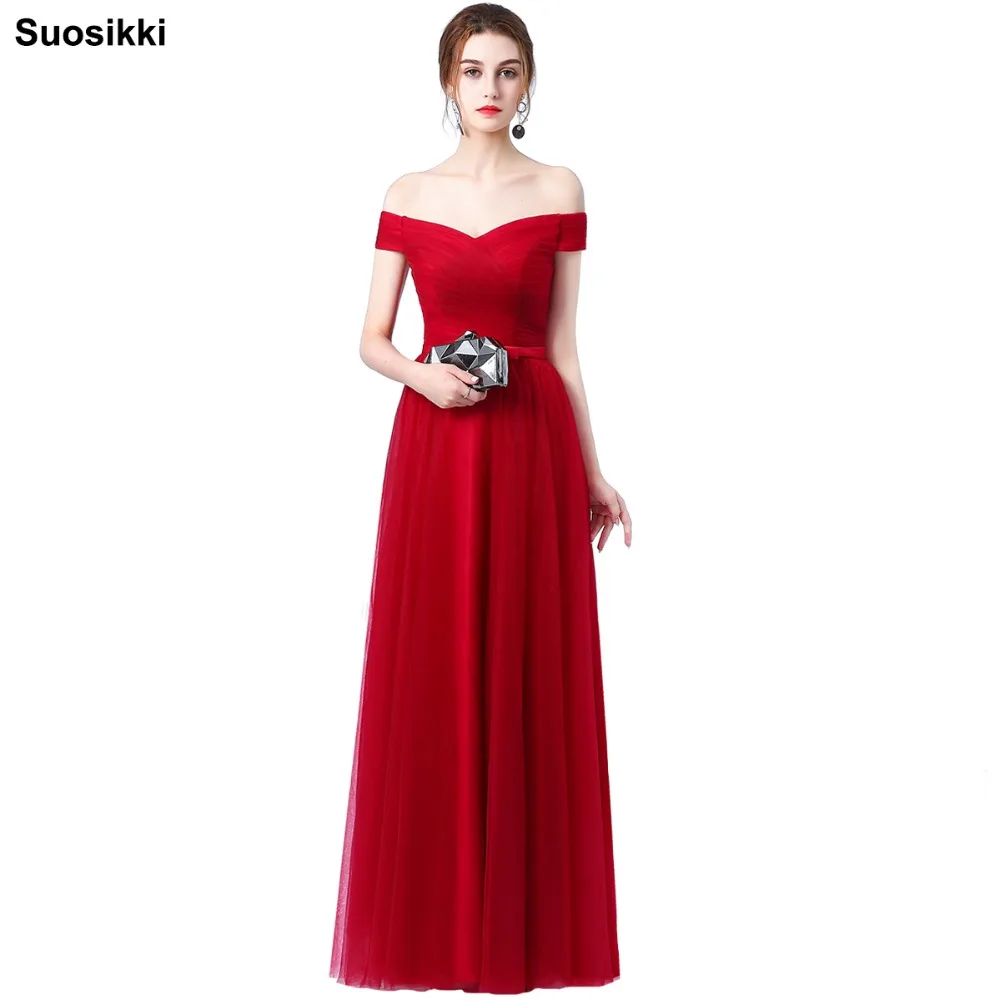 Красное длинное вечернее платье невесты для банкета элегантное мягкое фатиновое