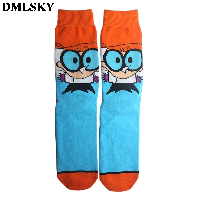 DMLSKY Dexter's Lab мультфильм забавные Женские носочки мужские модные хлопковые носки с 3D принтом носки с рисунками новинка носки M3718