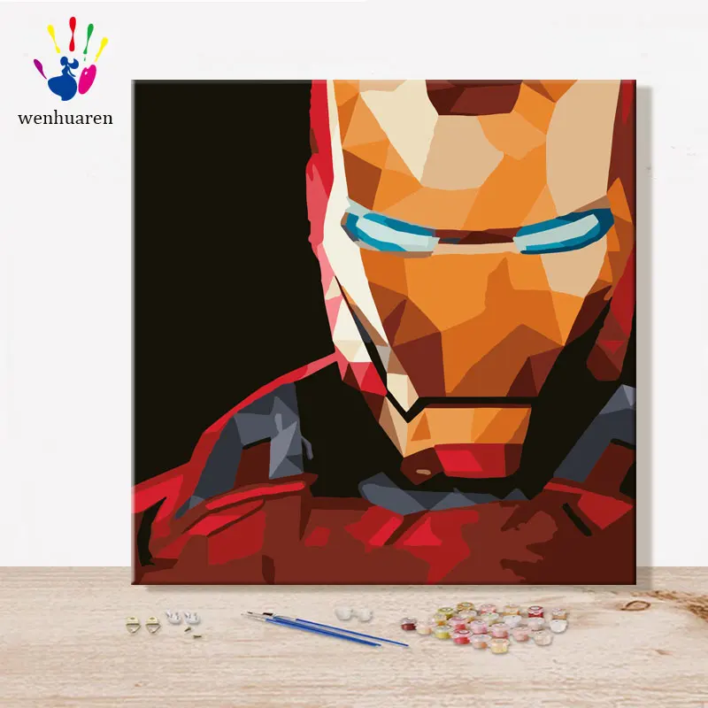 Paint by numbes художественная живопись по номерам студии Железный человек Человек-паук Невероятный Халк Мстители Капитан Америка - Цвет: 1181 Iron Man
