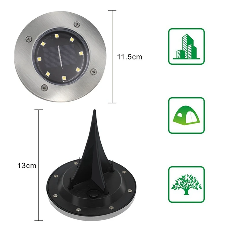 4pcs LED Solar Lights Outdoor Ground Waterproof Garden Lamp With 8 LEDs For Lawn Pathway Energy Landscape Lighting | Освещение