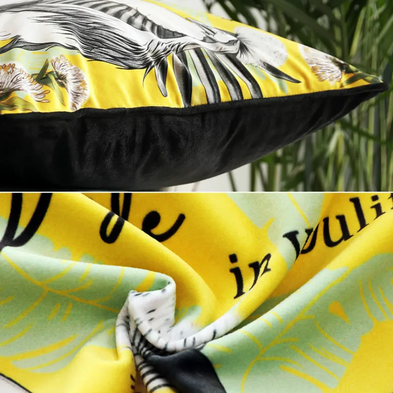 DUNXDECO Cushion Cover Decorative Pillow Case Island Vocation Tropical Leopard Crowned Cranes Modern Luxury Coussin Decorating