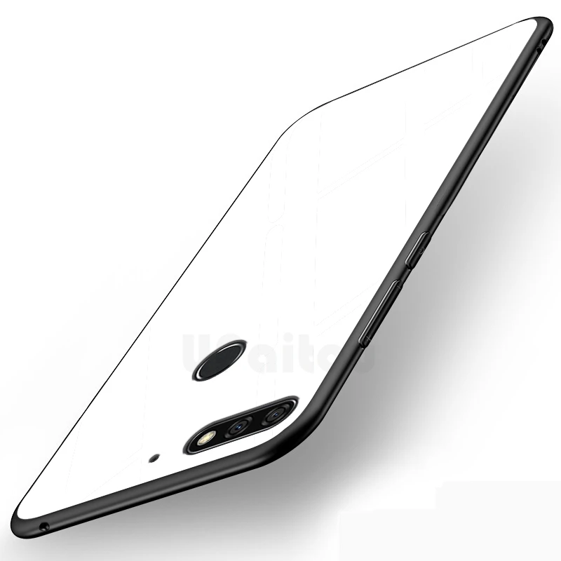 UPaitou Luxury Tempered Glass Case for Huawei Honor Y7 Y6 Y5 Prime Y9 2018 TPU frame Bumper Shockproof |