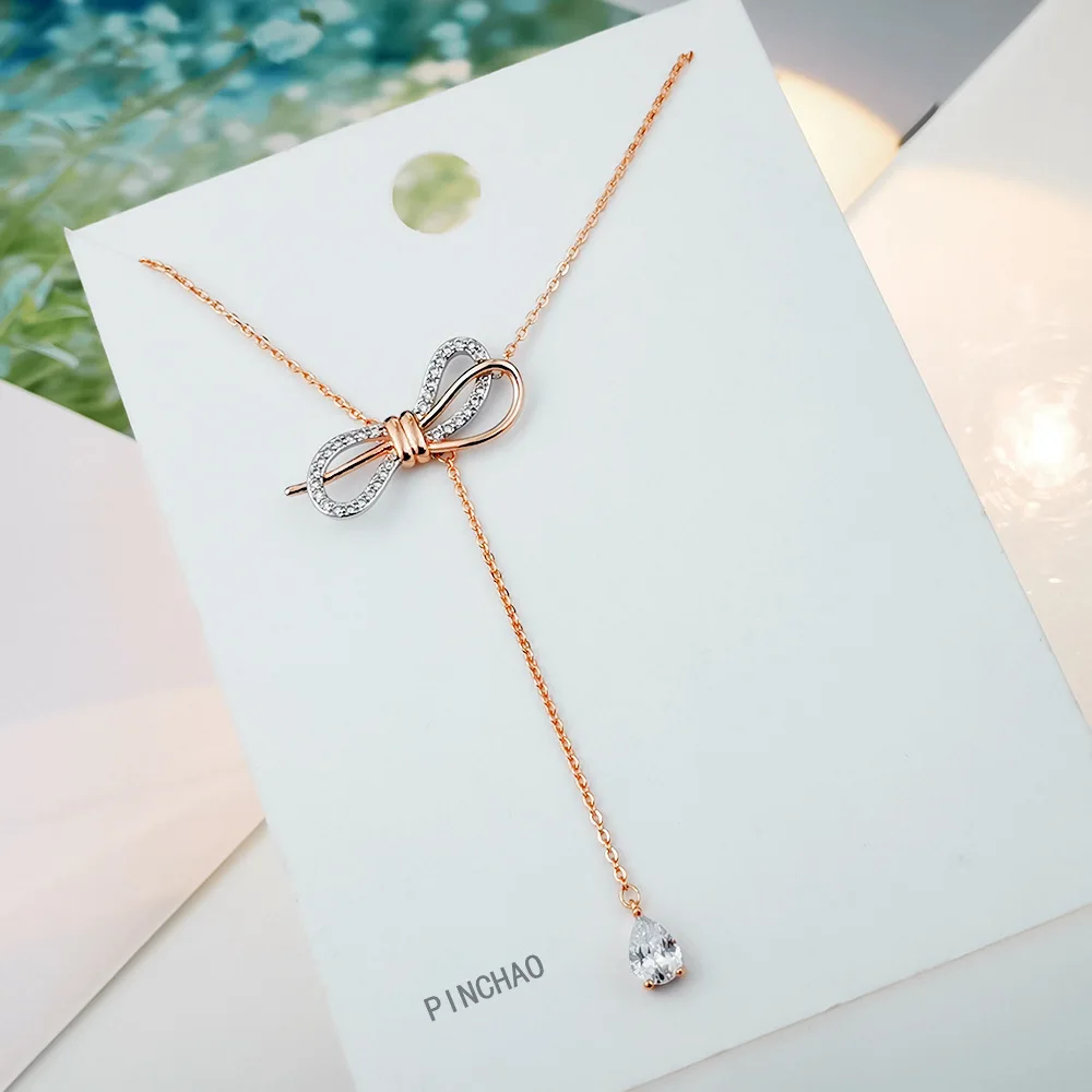 2019 длинное женское ожерелье с бантом Y-образным кулоном ожерелье-чокер из