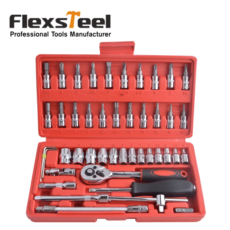Flexsteel 46 Piece CR V набор гнезд с 1/4 &quotприводом Трещоточный ключ|ratchet wrench|wrench ratchet setwrench