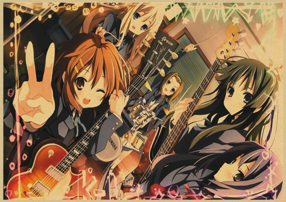 K-ON плакат из крафт-бумаги стикер стены японского аниме плакат из крафт-бумаги s домашний декор комнаты крафт-бумаги наклейки на стену