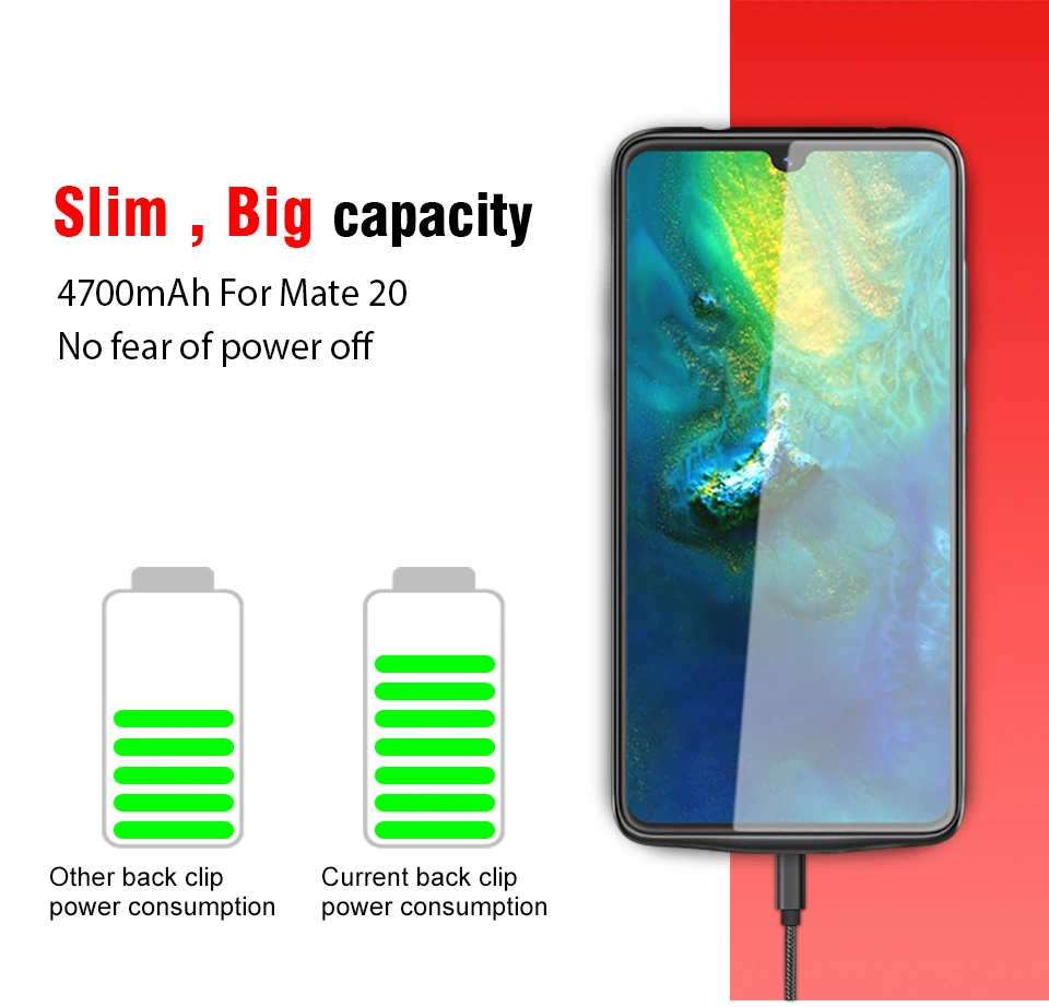NEWDERY новейшее горячее зарядное устройство power bank чехол 4700 мАч для huawei mate 20 cull Чехол-батарея для телефона 5000 мАч для mate 20 pro