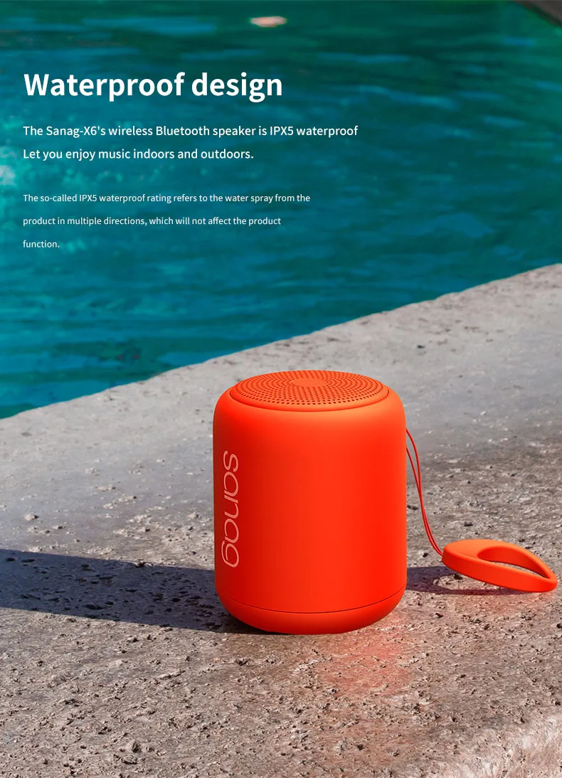 Sanag X6 IPX5 Waterproof Bluetooth Portable Super Bass Wireless TF Card Music Speaker 3D Digital Sound Loudspeaker Handfree MIC