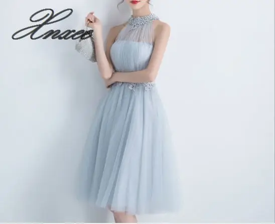 Платье 2020 Новое модное тонкое вечернее платье с подвеской на шее женское летнее