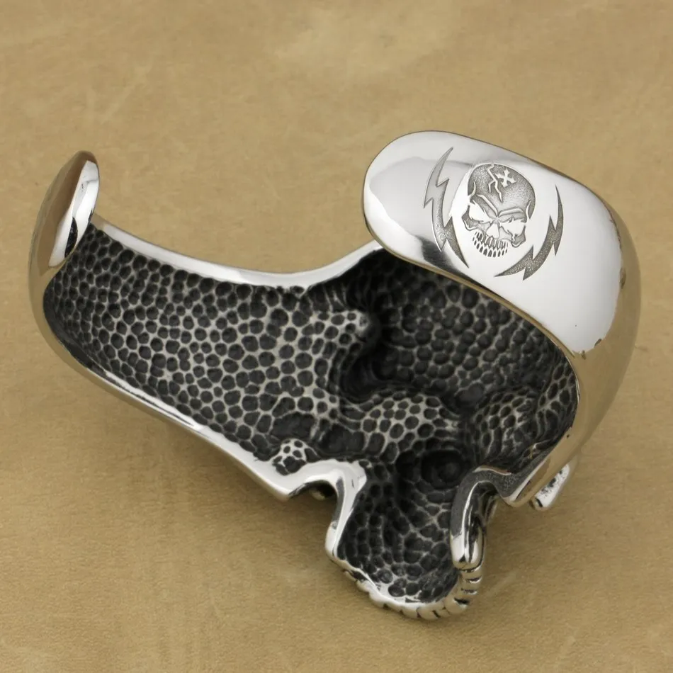 Мужской Байкерский браслет из нержавеющей стали 316L с глубокой гравировкой