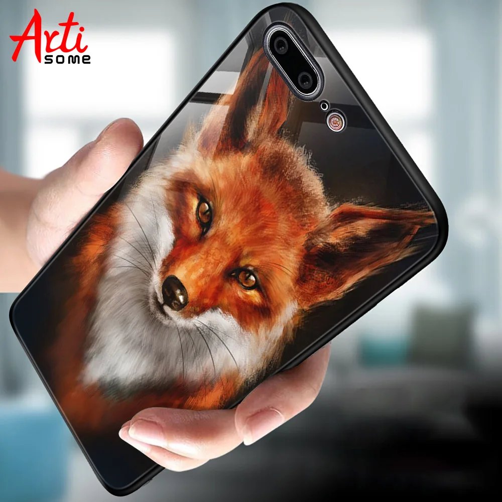 Чехол из закаленного стекла для iPhone 7 6 8 6S Plus чехол X XS MAX с животным узором мягкая