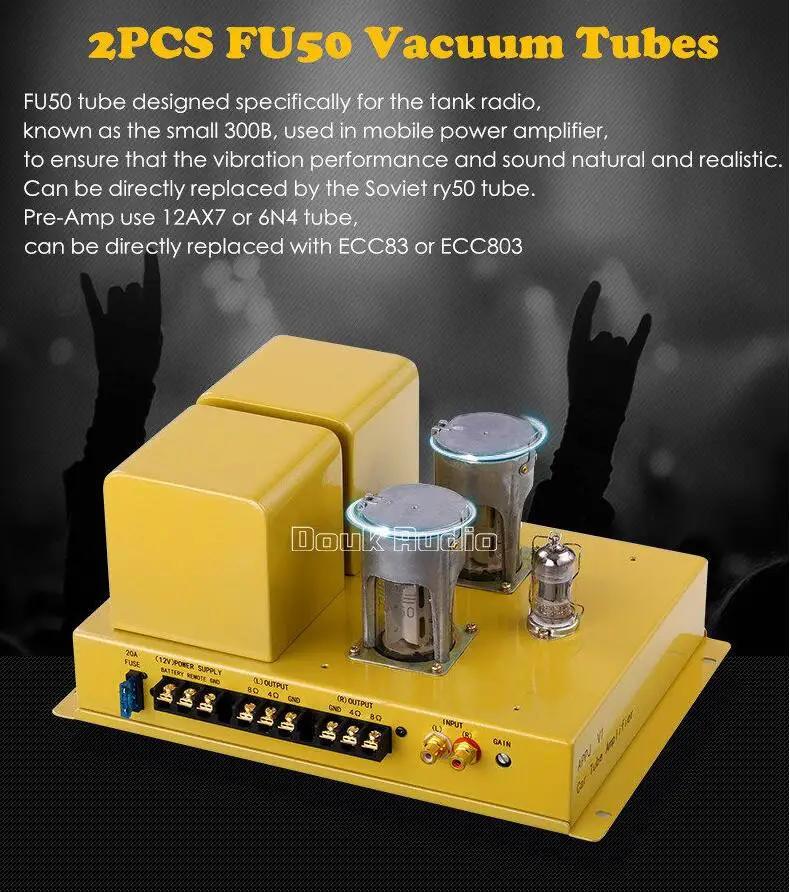 Douk аудио hi-fi FU50 вакуумный ламповый усилитель Hi-Fi стерео автомобиль/RV/домашний одиночный класс A усилитель мощности 12 В