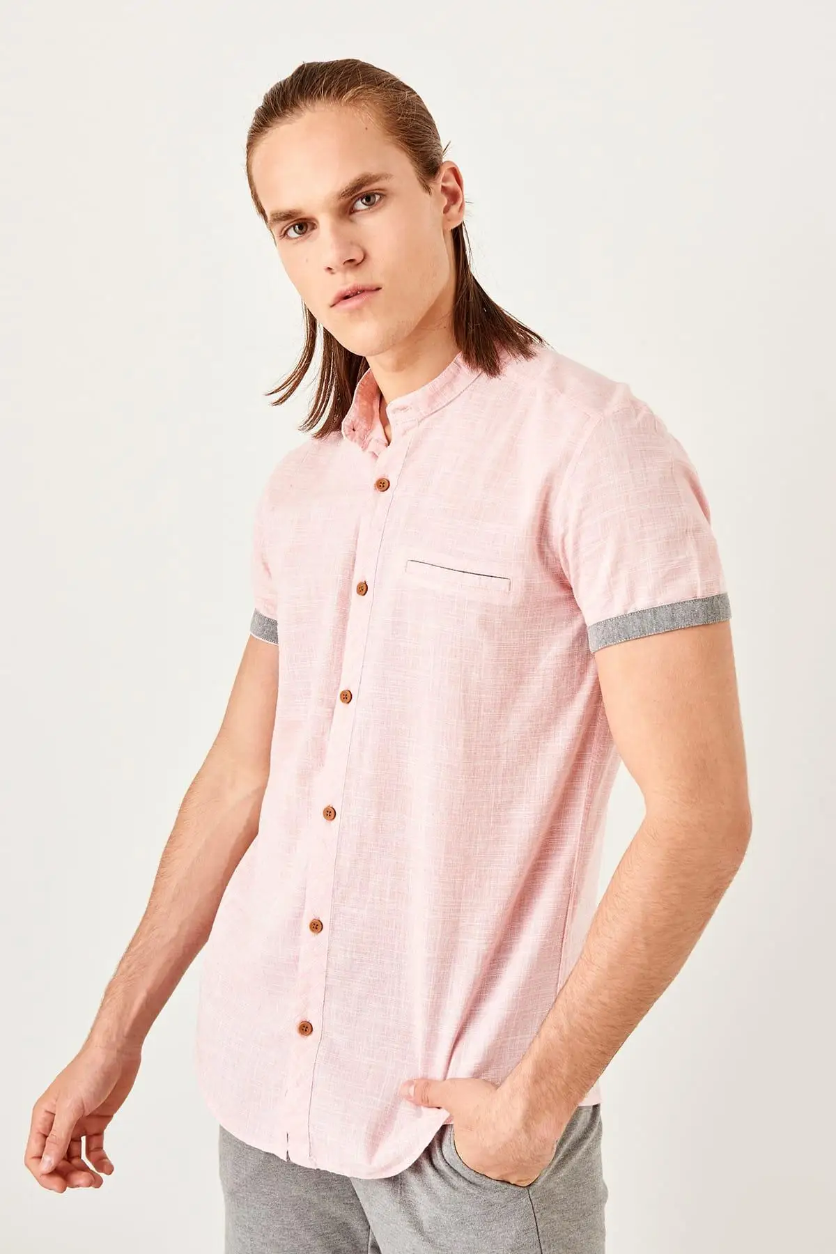 Trendyol коралловый мужской короткий рукав филе мобильный рубашка TMNSS19RS0053 |