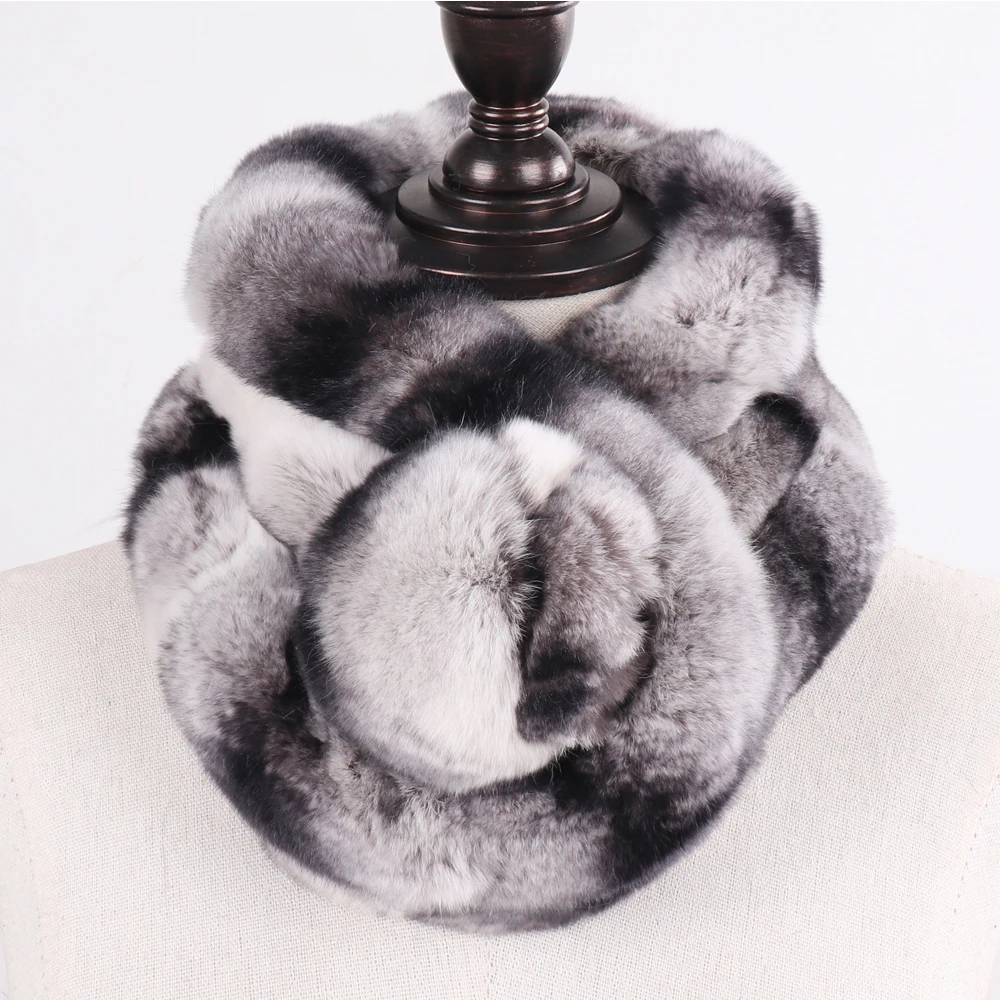 Зимние Женские Настоящий мех кролика шарф натуральный енота теплое с мехом Mufflr