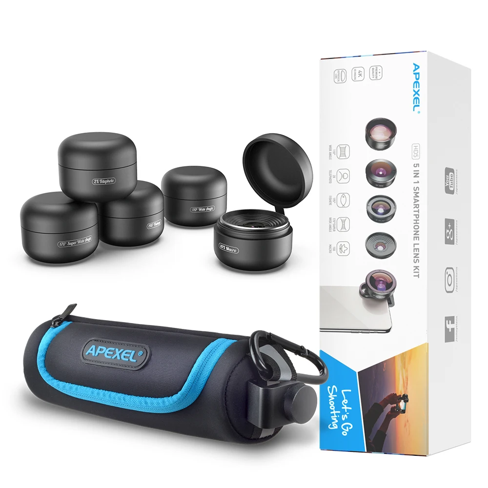HD5V2 Cell Phone Camera Lens 5 in 1Macro Wide Fisheye Telephoto Optical Portrait for iPhone Android Smartphone | Мобильные телефоны