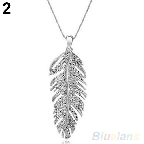 Women's Fashion Bohemian Alloy Rhinestone Feather Pendant Link Chain Vintage Gold Silver Long Necklace Jewelry | Украшения и