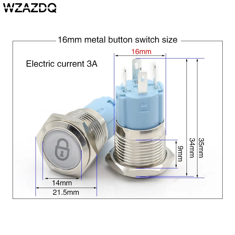 Высококачественный металлический кнопочный переключатель 16 мм 19 22 самосброс