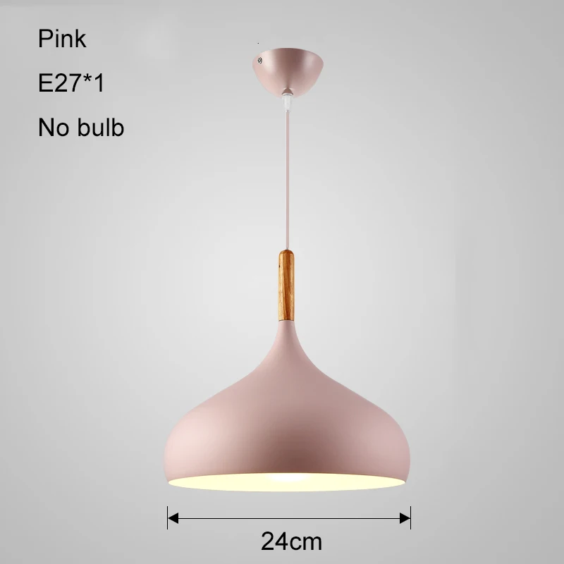 Pink no bulb Скандинавский светодиодный подвесной светильник s современный деревянный промышленный светильник алюминиевый подвесной светильник для столовой спальни гостиной Светильник E27 - Цвет корпуса: Pink no bulb