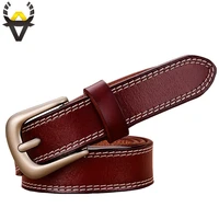 fashion genuine leather belts for women stitching up belt woman quality cow skin pin buckle waist strap female width 2 3 cm