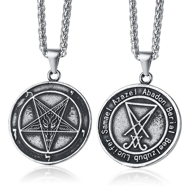 Vantage мужское ожерелье из нержавеющей стали Sigil Lucifer сатана подвеска сатанинская система эмблема Подвеска Амулет знак медальон