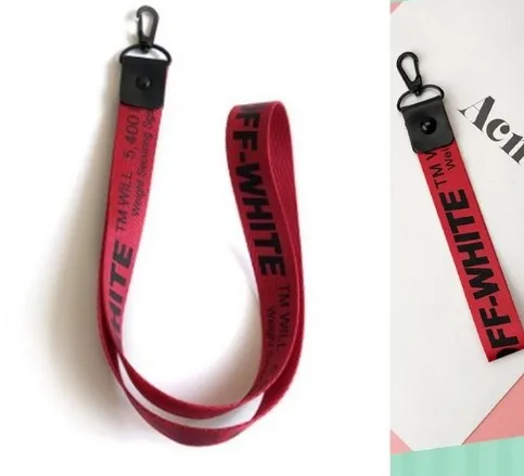 Red set Off White брелок с лентой женский чехол для телефона цепочка для ключей бумажник porte clef для сумки брелок llaveros mujer sleutelhanger chaviro - Цвет: Red set