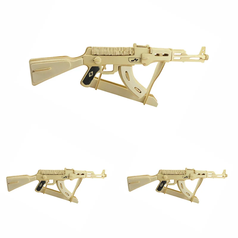 DIY 3D деревянные пазлы для детей и взрослых Ak47 Submachine Gun игрушки паззлы Обучающие