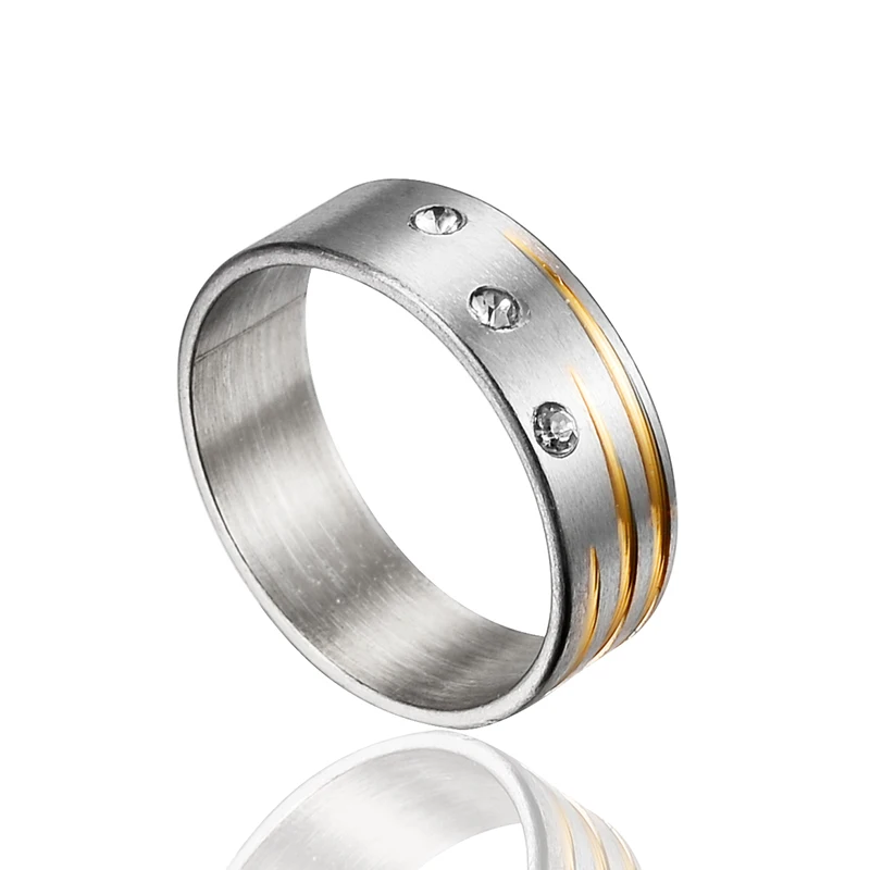 Женские обручальные кольца из нержавеющей стали 316L с цирконом посеребренные