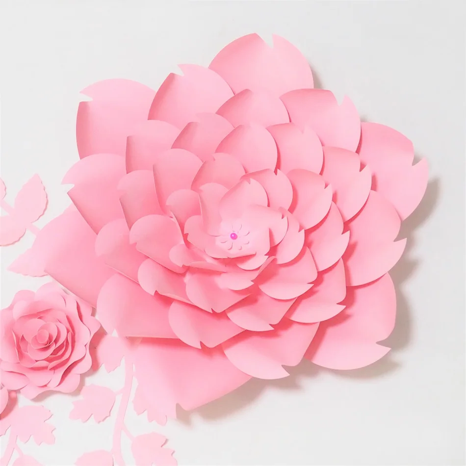 DIY Giant Paper Flowers Artificial Rose Fleurs Artificielles Backdrop 3pcs+ 4 Leave Wedding Party Decor Nursery Baby Pink | Дом и сад