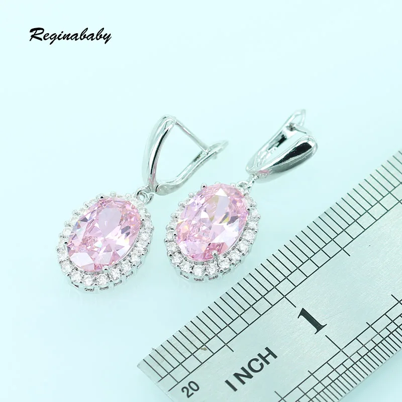 Reginababy Silver color Pink White zircon Jewelry Sets For Women Crystal Necklace/Earrings/Bracelets/Rings/Pendant | Украшения и