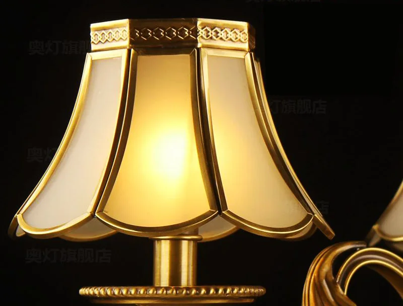 Роскошная медная люстра Европейский медный стеклянный подвесной светильник