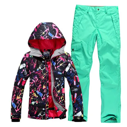 Женский зимний лыжный костюм GSOU теплый дышащий ветрозащитный водонепроницаемый
