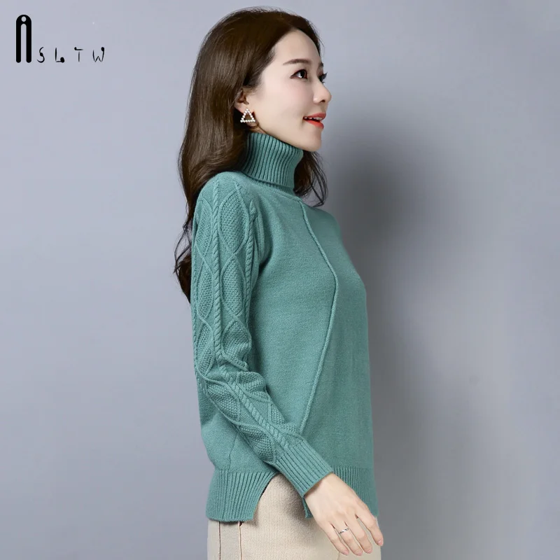 ASLTW Turtleneck Sweater Woman Winter Twist Long Sleeve Pullovers Jumper Pull Femme High Quality Plus Size Women's | Женская одежда