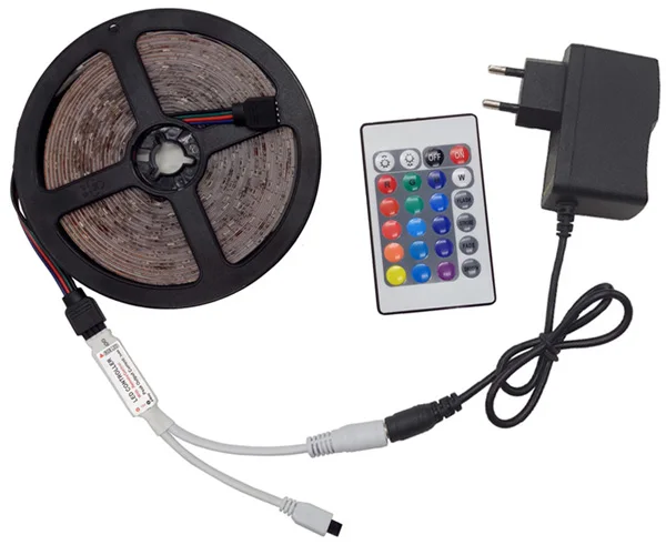 Светодиодный светильник RGB 5050 SMD 2835 гибкая лента fita светодиодный светильник RGB 5 м 10 м 15 М лента диод DC 12 В+ пульт дистанционного управления+ адаптер