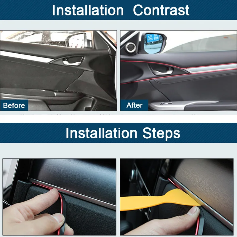 5M Car Styling Interior Mouldings Trim 3D Line Strips Dashboard Door Edge Sport Gap Auto Stickers Decoration Accessories | Автомобили и