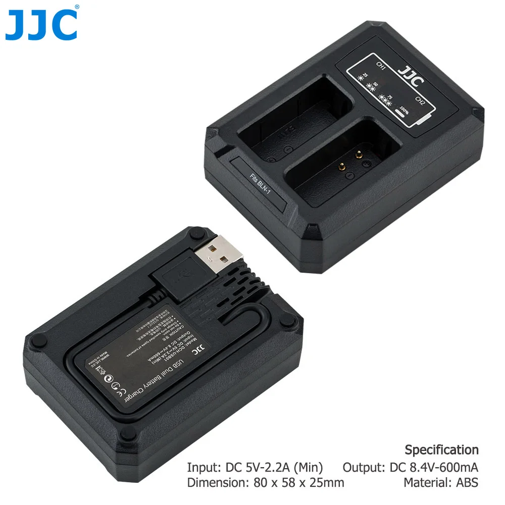 JJC двойное зарядное устройство для камер для Olympus BLN-1 JJC B-BLN1 USB порт с удлинителем 2,5 часов время зарядки