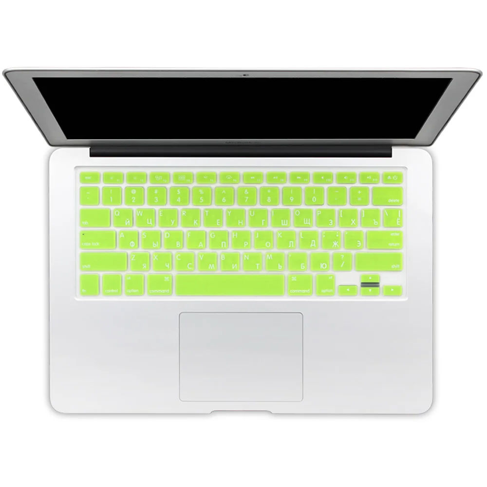 США введите русский язык письмо Силиконовая клавиатура чехол для Macbook air 13 pro 13 15 17 retina защитная пленка - Цвет: neon yellow