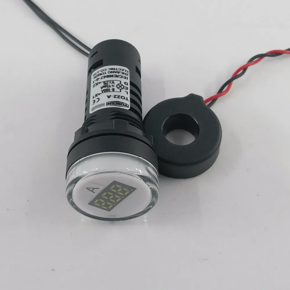 22 мм TOMZN AC 0-100A 0-50A светодиодный амперметр измеритель тока индикатор пилотный светильник красный желтый зеленый белый синий