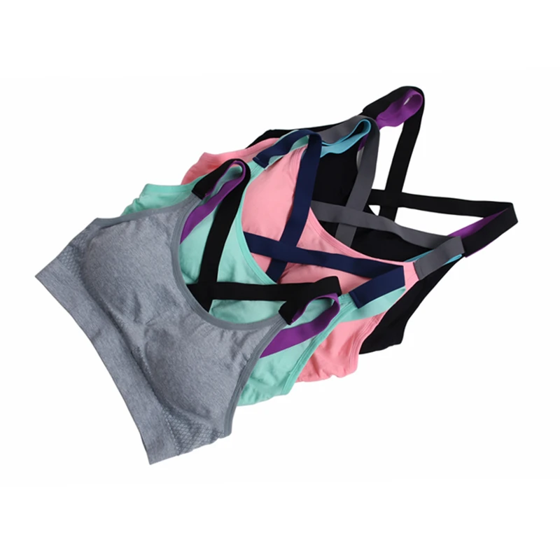 New Arrival Fitness Yoga Push Up Sports Bra Women's Training Breathable Padded Tank Athletic Vest Shockproof Back Cross Strap |