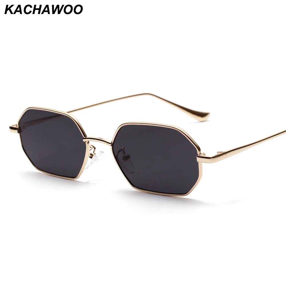 

Kachawoo rectangle sunglasses polygon women metal frame silver red glasses sun glasses male fashion accessories 2019