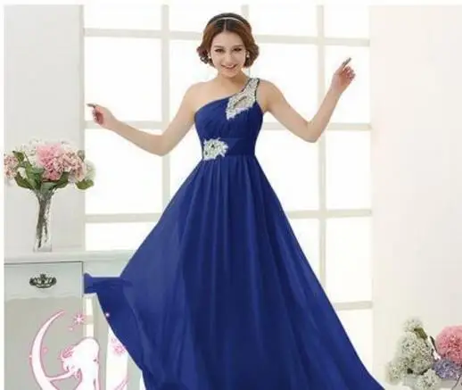 Breve elegante Vestido de Um Ombro Baratos Coral Damas De Honra Vestidos Longos шифоновое платье 2017 | Свадьбы и